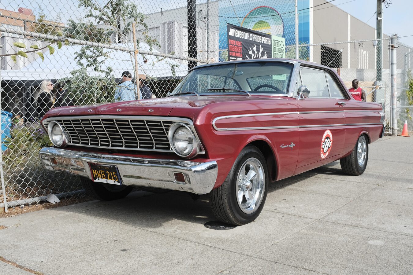 A classic red car at Third Thursdays on Treat